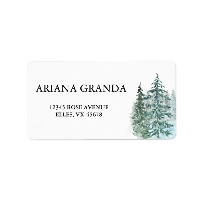 Watercolor Pine Tree Forest wedding Label (Front)
