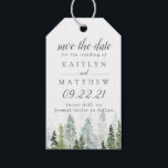 Watercolor Pine Tree Forest Wedding Save The Date  Gift Tags<br><div class="desc">Celebrate in style with these stylish and very trendy wedding save the date tags. This design is easy to personalize with your special event wording and your guests will be thrilled when they receive these fabulous tags.</div>