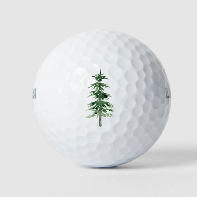 Watercolor Pine Tree Golf Balls (Front)