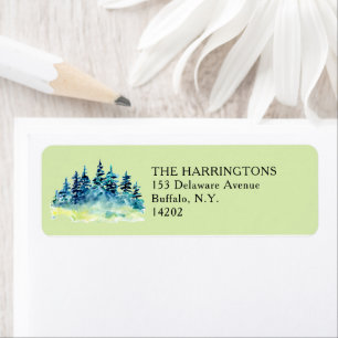 Watercolor Pine Tree Hand-Drawn Return Address
