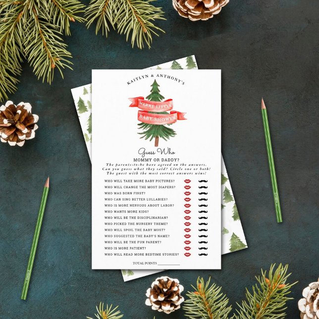 Watercolor Pine Tree Merry Little Baby Shower Game (Creator Uploaded)