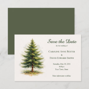 Watercolor Pine Tree Minimalist Save the Date