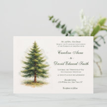 Watercolor Pine Tree Minimalist Wedding