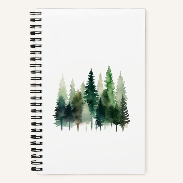Watercolor Pine Tree Notebook 5.5 x 8.5 (Front)