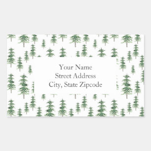 'Watercolor Pine Tree Pattern' Labels