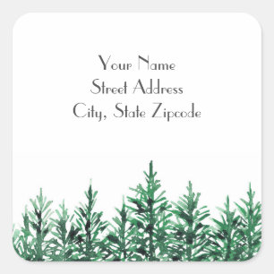 'Watercolor Pine Trees' Address Labels