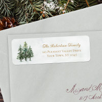 Watercolor Pine Trees Christmas Return Address