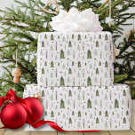 Watercolor Pine Trees Christmas Wrapping Paper<br><div class="desc">Watercolor pine trees,  an adorable deer,  holly and a few red berries,  all on a white background. Stylish and simply wonderful.</div>