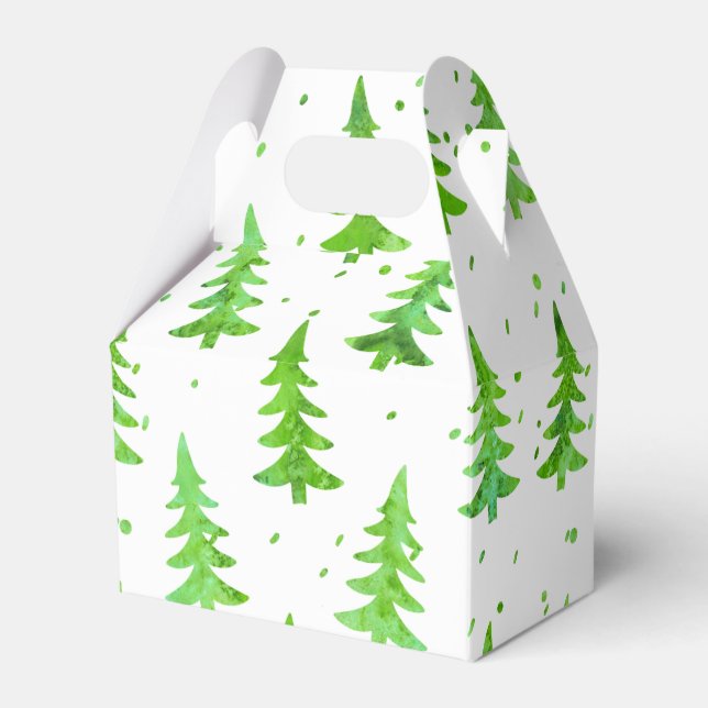 Watercolor Pine Trees Favor Box (Front Side)