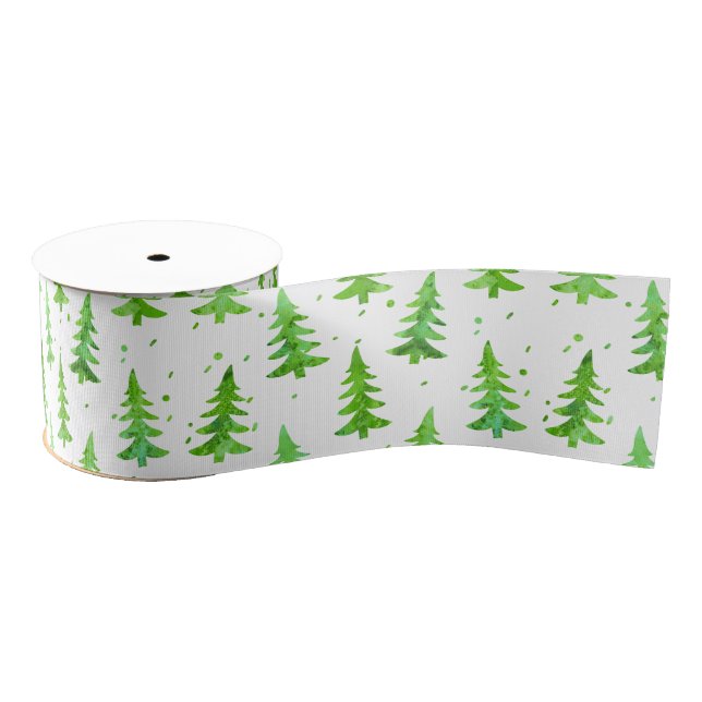 Watercolor Pine Trees Grosgrain Ribbon (Spool)