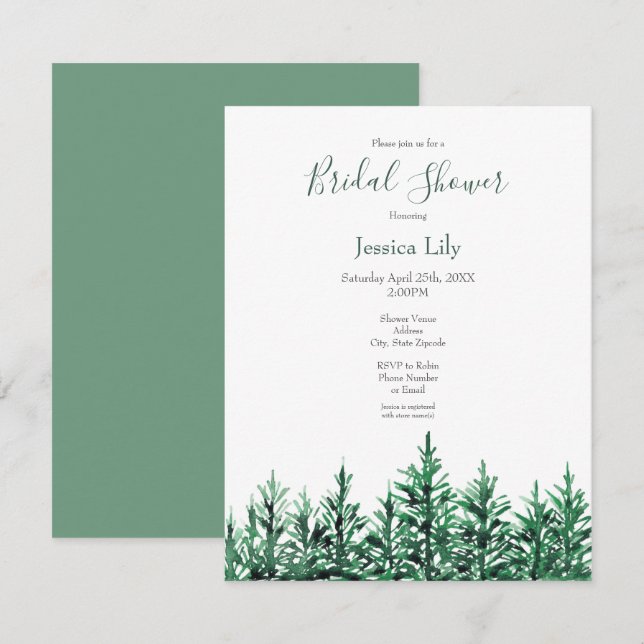  Watercolor Pine Trees Invitation (Front/Back)