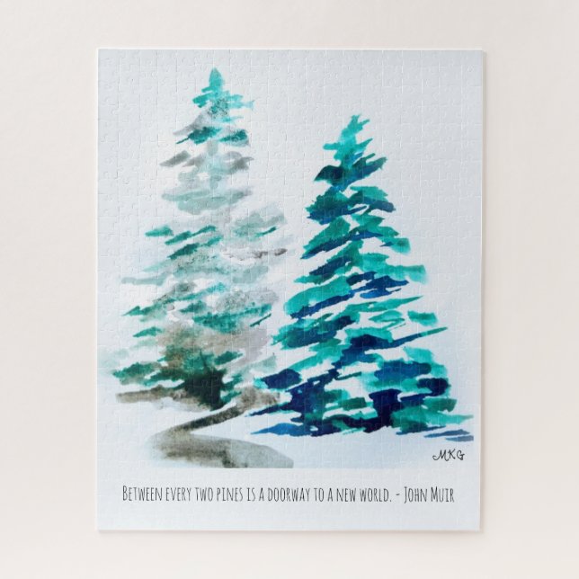 Watercolor Pine Trees John Muir Nature Quote  Jigsaw Puzzle (Vertical)