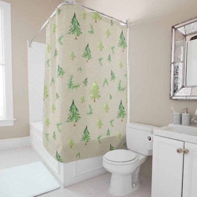 Watercolor Pine Trees Kraft Brown Rustic Homey (In Situ)