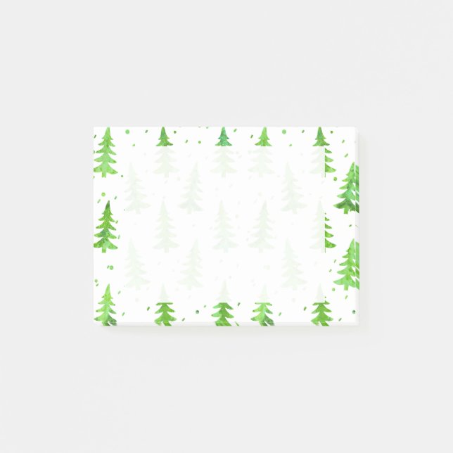 Watercolor Pine Trees Post-it Notes (Front)