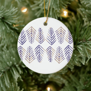 Watercolor Pine trees - purple Ceramic Ornament