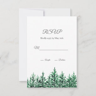 Watercolor Pine Trees RSVP Card