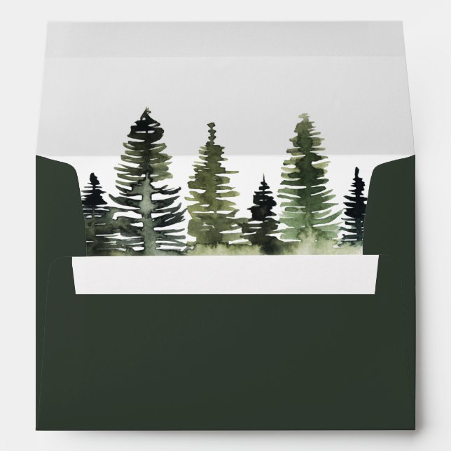 Watercolor Pine Trees Rustic 5x7 Envelope (Back (Bottom))