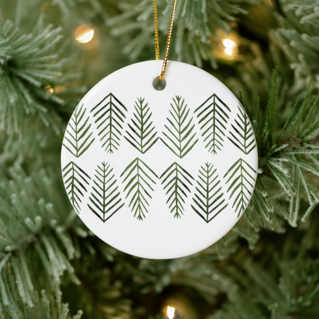 Watercolor Pine trees - sap green Ceramic Ornament (Tree)