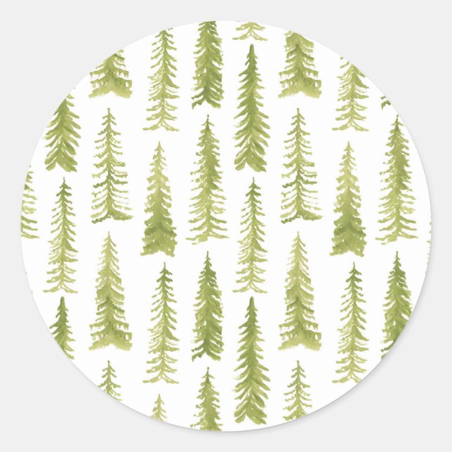 Watercolor Pine Trees Sticker (Front)