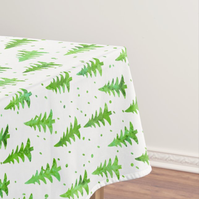 Watercolor Pine Trees Tablecloth (In Situ)