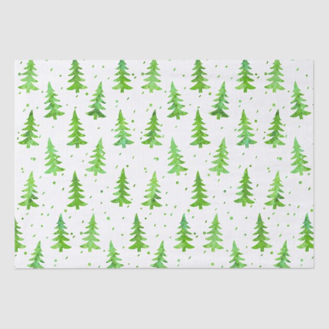 Watercolor Pine Trees Tissue Paper (Front)