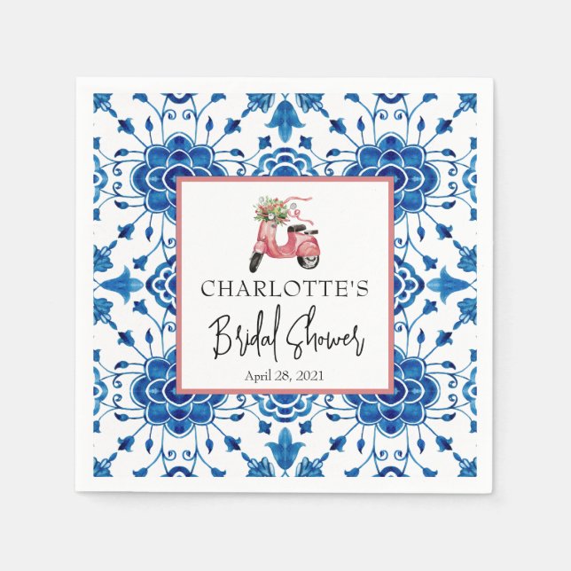 Watercolor Pine & Winter Greenery Bridal Shower Na Napkin (Front)