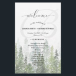Watercolor Pine Woods Forest Wedding Program<br><div class="desc">Beautiful Pine Woods Forest Wedding program paper sheet design featuring a watercolor pine woods/forest and a big "welcome" in an elegant script as well as your monogram and the wedding program details for you to personalize.</div>