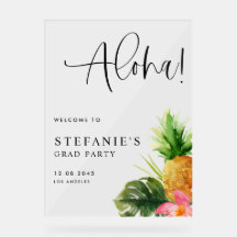 Watercolor Pineapple Aloha Graduation Party