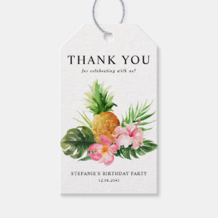 Watercolor Pineapple Birthday Party Thank You Gift Tags