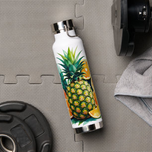 Watercolor Pineapple & Citrus   Tropical Fruit Wat Water Bottle