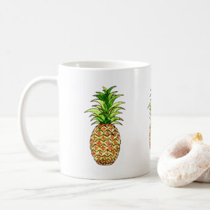 watercolor pineapple drawing coffee mug