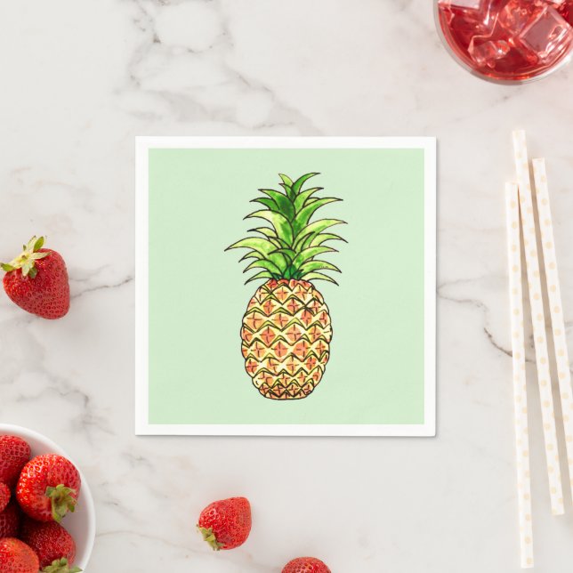 watercolor pineapple drawing napkin (Insitu)