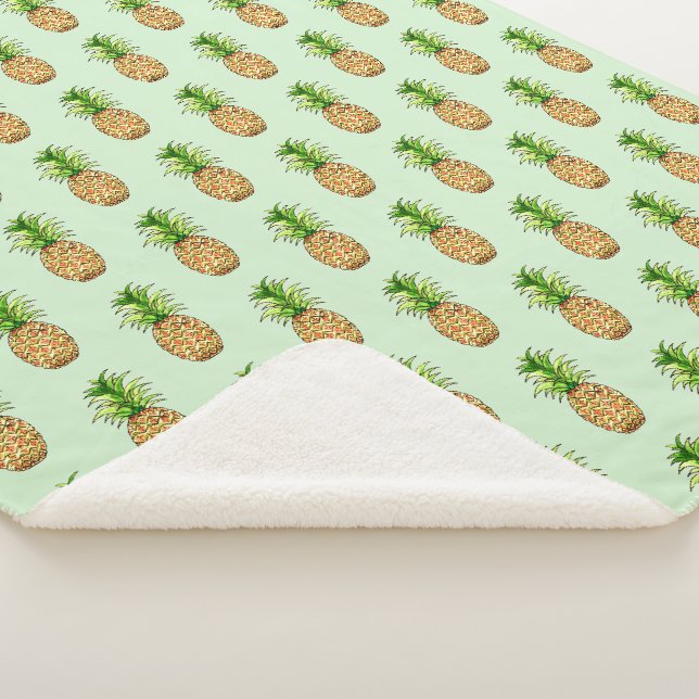 watercolor pineapple drawing sherpa blanket (3/4)