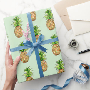 watercolor pineapple drawing wrapping paper