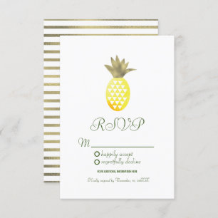 Watercolor Pineapple Geometrical Oasis Faux Foil Invitation