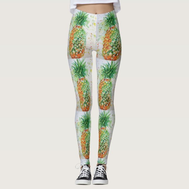 Watercolor Pineapple Leggings (Front)