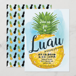Watercolor Pineapple Luau Summer Party Invitation