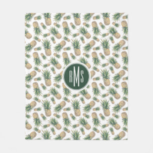 Watercolor Pineapple Pattern Fleece Blanket
