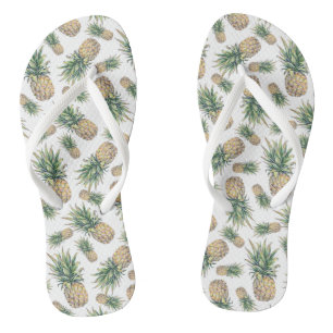 Watercolor Pineapple Pattern Flip Flops
