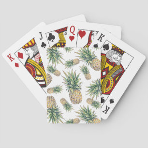 Watercolor Pineapple Pattern Playing Cards