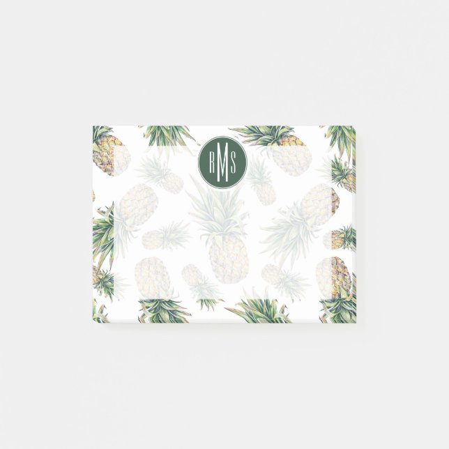 Watercolor Pineapple Pattern Post-it Notes (Front)