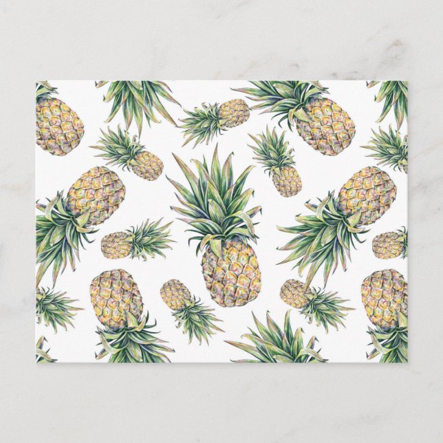 Watercolor Pineapple Pattern Postcard (Front)