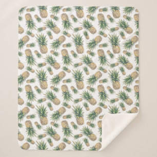 Watercolor Pineapple Pattern Sherpa Blanket