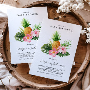 Watercolor Pineapple Tropical Baby Sprinkle Invitation