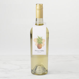 Watercolor Pineapple Tropical Summer Wedding Bottle Tag