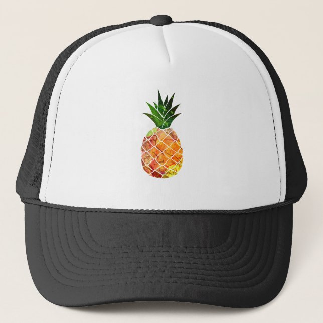 Watercolor Pineapple Trucker Hat (Front)