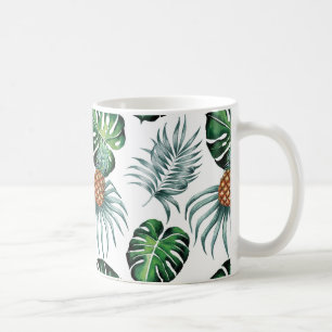 Watercolor Pineapple With Green Leaves Pattern Coffee Mug