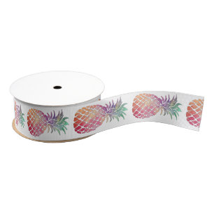 watercolor pineapples grosgrain ribbon