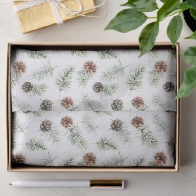 Watercolor Pinecones and Pine Winter Holiday Tissue Paper (Creator Uploaded)