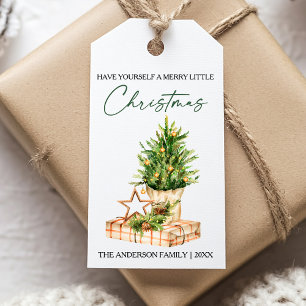 Watercolor Pines Calligraphy Ink Script  Gift Tags